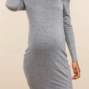 Motherhood Maternity Heather Hacci Gray Long Sleeve Dress | Size L | NWT
